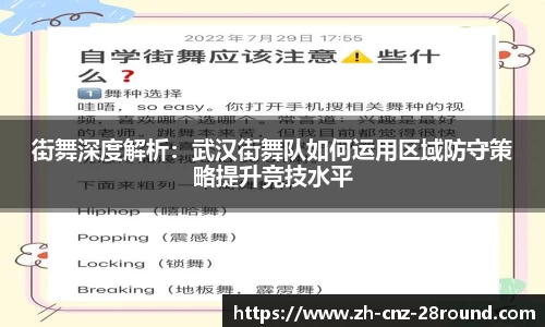 街舞深度解析：武汉街舞队如何运用区域防守策略提升竞技水平